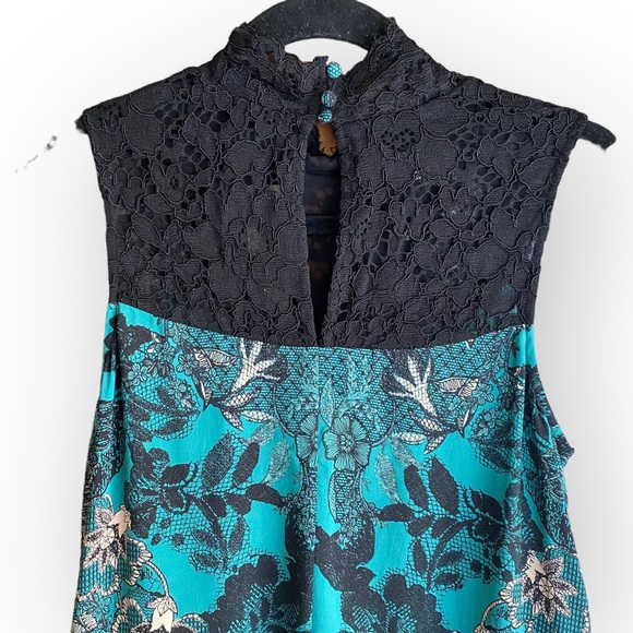 NWT Anthropologie Maeve Butterfly Lace Teal Sleeveless Swing Dress Size Small - Picture 10 of 13